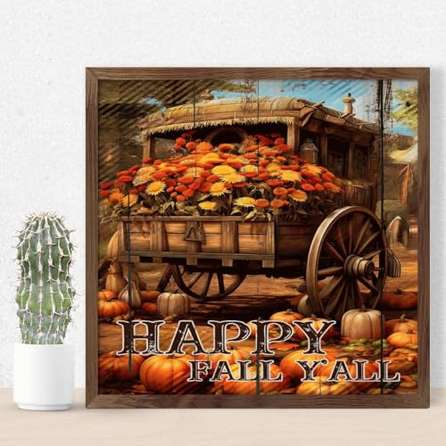 Panneau en bois amusant Happy Fall Y'all pour partager la joie de l'automne