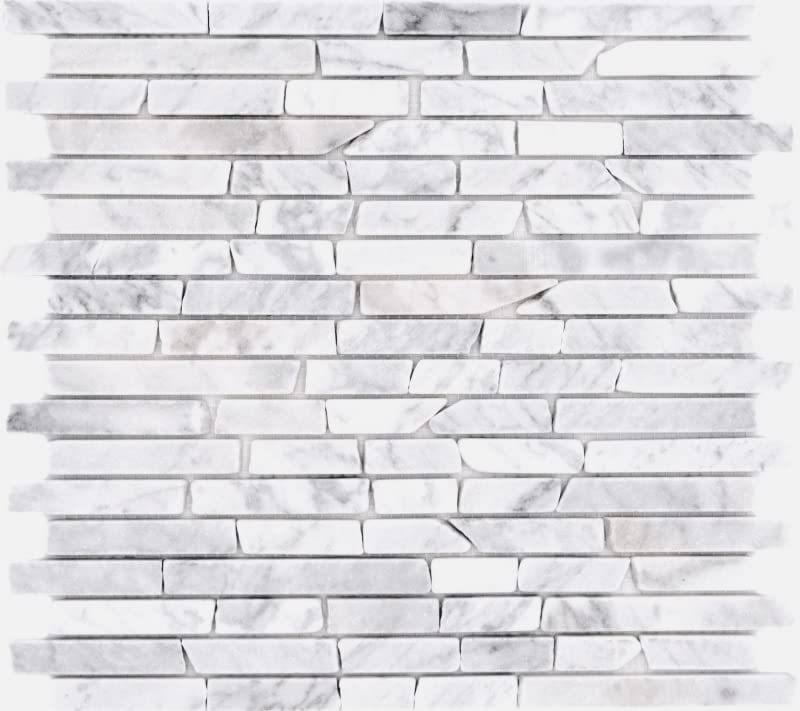 Piastrelle di mosaico in pietra naturale marmo bianco carrara effetto opaco parete pavimento cucina bagno doccia MOS40-Brick2000_f