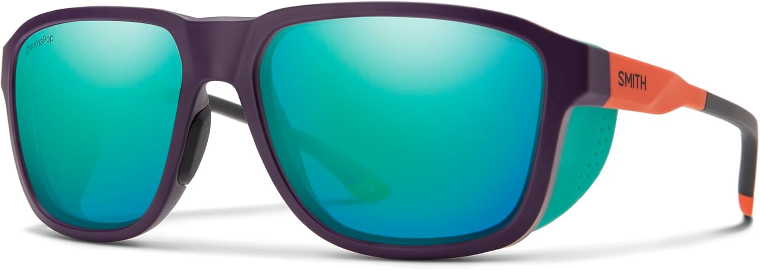 SMITH Embark Sunglasses – Performance Sports Sunglasses with Removable Side Shields for Skiing & More – For Men & Women – Matte Purple/Cinder/Hi Viz + Opal ChromaPop Polarized Mirror Lens
