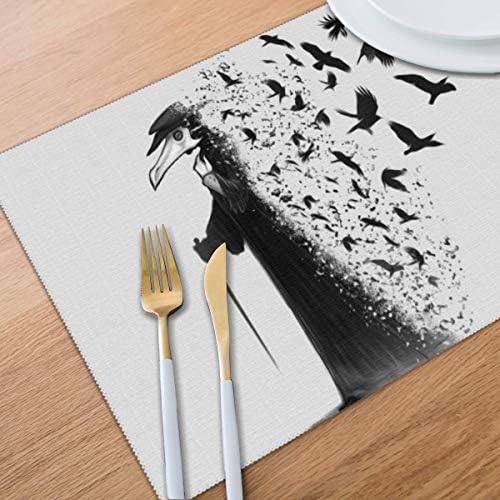 NiYoung Elegant Placemats for Kitchen Dining Table Home Decoration, Black Crow Raven Bird Tablemats Set of 6 Large Stain Resistant Mats Heat Insulation Hot Insulation Mat 5 NiYoung Elegant Placemats for Kitchen Dining Table Home Decoration, Black Crow Raven Bird Tablemats Set of 6 Large Stain Resistant Mats Heat Insulation Hot Insulation Mat