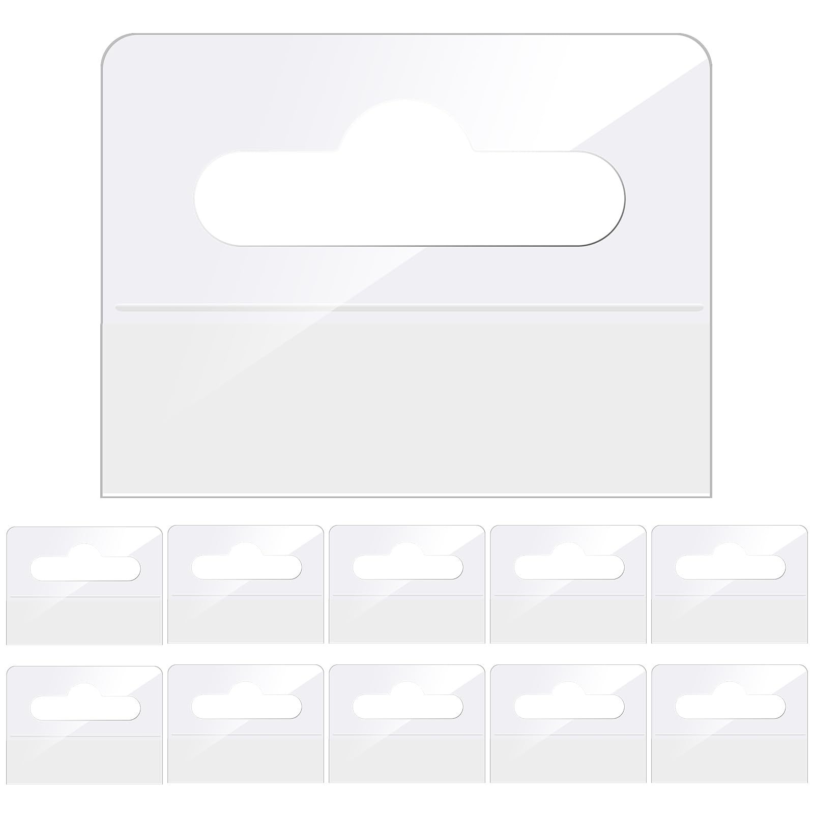 200PCS Clear Sticky Hang Tabs Plastic Hanging Tabs with Slot Hole Self Adhesive Sticker Hanger Hanging Folder Tabs for Sale Items Store Retail Display (1.8''x1.4'')