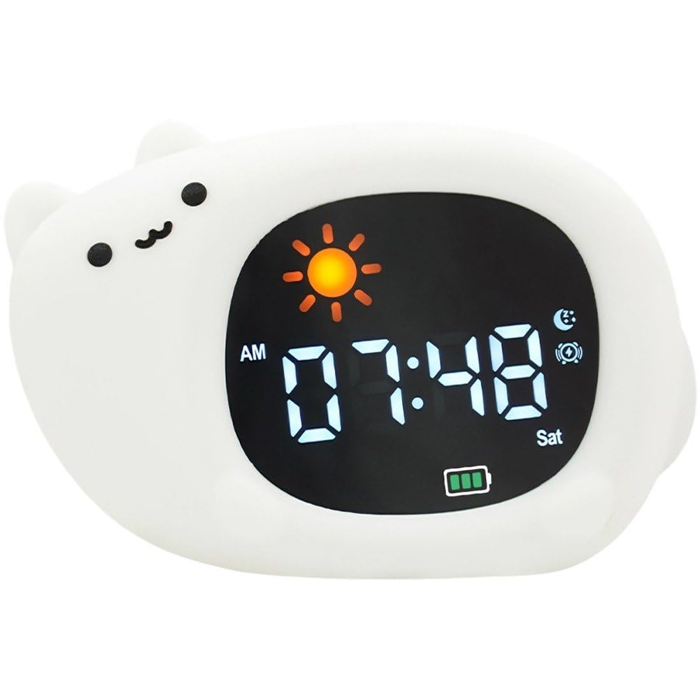 Reloj despertador digital para entrenar el sueño de niños con luz de perro