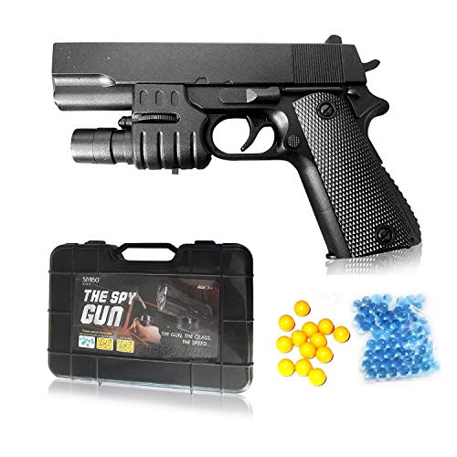 Image of HALO NATION 2in1 Police Pistol BB Bullet Gun Toy - Air Pistol Suitcase Mouser Gun with 6mm Bullets & Water Jelly Bullets - with Laser Target for Kids Glock Mouser Revolver Toy Gun - Black