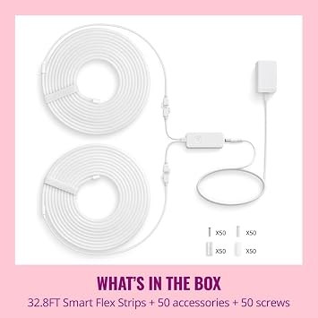 WiZ Connected Neon Smart Flex Strip, 32.8 ft (Two 16.4ft Flex LED Strips), 16 Million Colors, Shades of White, RGBIC Lighting, Connects to Wi-Fi, Voice/App Control