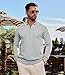 Lexiart Mens Knit Polo Shirts Long Sleeve Quarter Zip Polo Casual Fashion Slim Fit Golf Shirts Light Grey