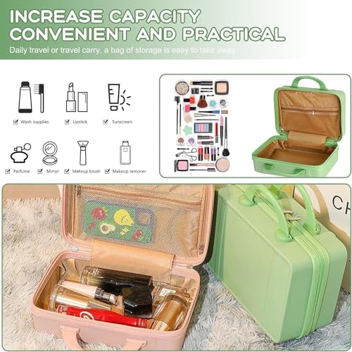 Image of Hand Luggage, Korean Mini Carrying Makeup Case Suitcase with Elastic Band, Small Hard Shell Cosmetic Case for Travel Camping Password Travel Case Women Girls (Bear Luggage)