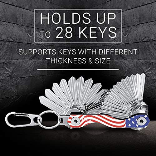Clips Smart Compact Key Holder Keychain - Made Of Carbon Fiber & Stainless Steel- Pocket Organizer Up To 28 Keys- Lightweight, Strong Includes Bottle Opener, Carabiner & More. #TOP2