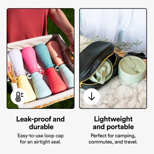 STOJO Collapsible Water Bottle – Carbon Gray, 20oz / 592ml - Leak-Proof Reusable Silicone Travel Cup for Hot & Cold Drinks - Microwave & Dishwasher Safe - AS SEEN ON TODAY SHOW - Image 4