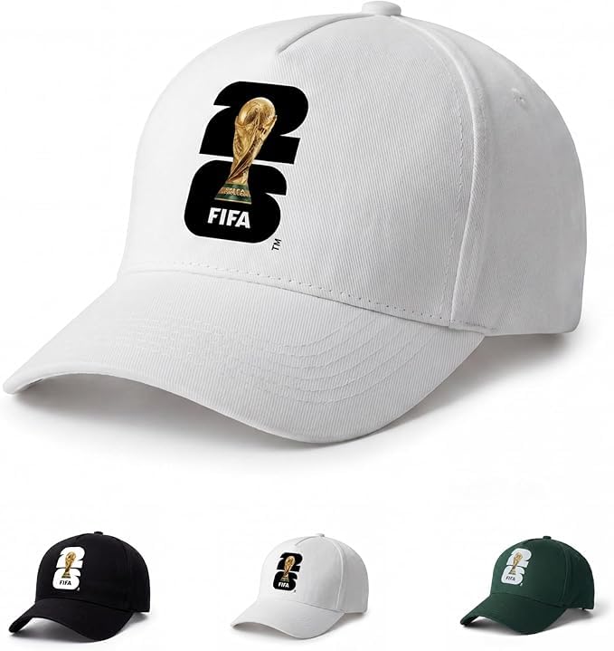 Covbozk FIFA World Cup 2026 Baseball Cap, Cotton Adjustable Soccer Fan Hat, Football Sports Cap for Men Women Outdoor Travel (White)