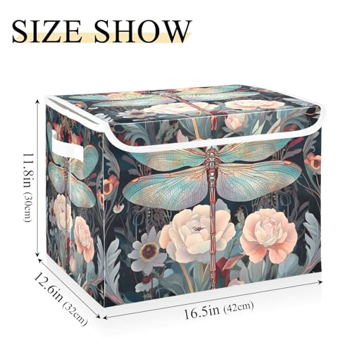 Paniers de rangement pliables style libellule et fleurs aux finitions soignées - 4