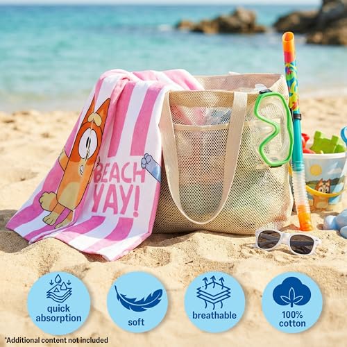Image of Get Trend Bluey Bath Towels with Hood for Girls, Soft Absorbent Cotton Beach Towel, Swimming Pool Hooded Poncho, Shower Bath Travel Cozy for Girls Ages 2-6 (Multi Bluey)