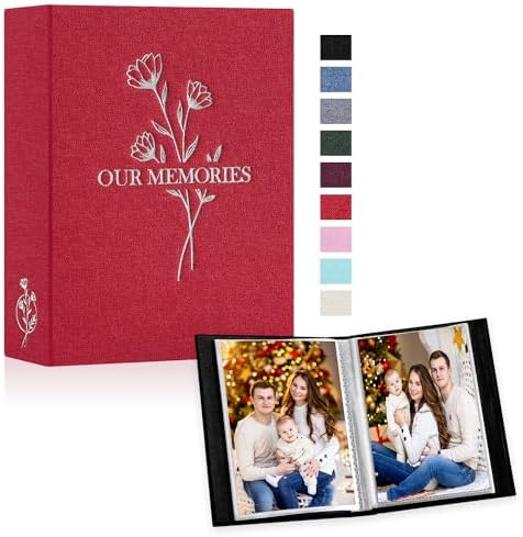 Lanpn Photo Album 6x4 Slip in, OUR MEMORIES Linen 600 Pockets Photo Albums Holds Landscape and Portrait 10x15cm Picture Green
