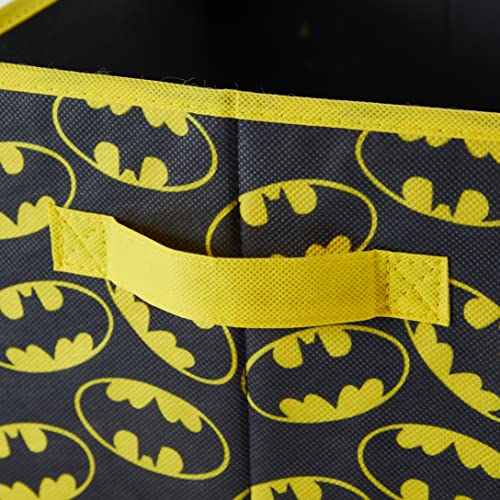 Image of Batman Collapsible Storage Cubes - Set of 2 Foldable Fabric Bins for Kids - Organizer Boxes with Iconic Logo - Closet & Toy Storage - Black Superhero Cube Containers
