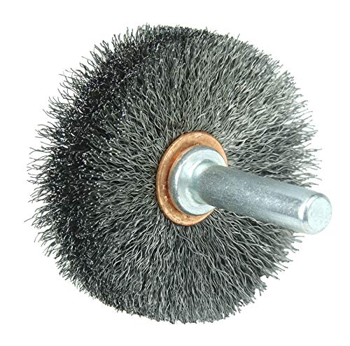 Image of Weiler 17605 1-3 /4 inch Wide Face Stem-Mounted Crimped Wire Wheel.006 Steel Fill, 1 /4 inch Stem, Made in The USA (Pack of 10)