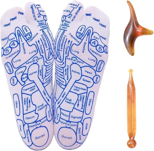 LSYZHX Reflexology Socks with Massage Tool Massage Socks and Tools Acupressure Socks Set for Foot at Home Trigger Point Massage Tool (Women)