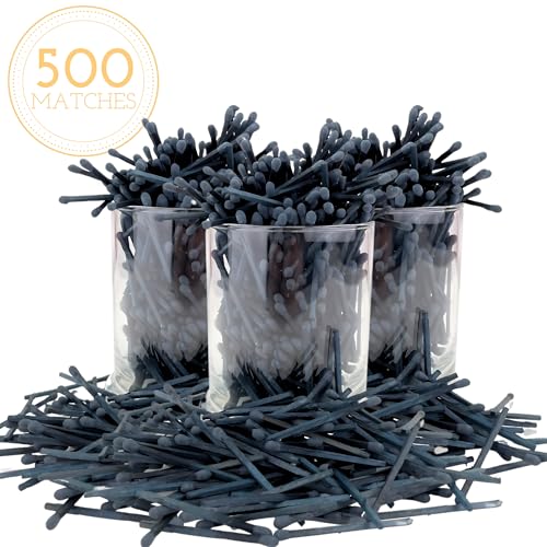 Image of 500 Count | 2 inch All Black ON Black Stick Matches | Strikers Included | Color Tip Wooden Match | Refill for Matchstick Jars, Candle Display, Holders & Bottles | 2 in inches Long