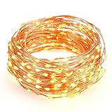 Kohree Christmas String Lights Decorative Rope Fairy Strarry Lights for Bedroom Patio Garden Party Wedding Commercial Lighting, USB plug in 33ft 100 LEDs,Warm White