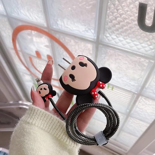 Image of Cartoon 3D Design Protective Case Compatible with Apple 18W - 20W USB-C Power Adapter Charger, Protective Cover for iPhone 18W & 20W Power Adapter Charger with Wire Saver. (Minnie-Mouce)