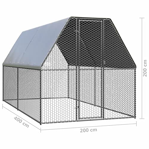 Tidyard Hühnerkäfig Hühnerstall Hühnerhaus Geflügelstall Freilaufgehege Hühnervoliere Kaninchenstall Freilauf Verzinkter… – Bild 4