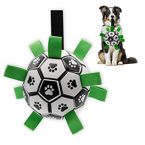 Interactive Dog Toys Dog Soccer Ball with Grab Tabs Dog Tug Toy Dog Water Toy for Outdoor, Durable Dog Ball Toy for Small Medium Dogs and Puppy（6 Inch）