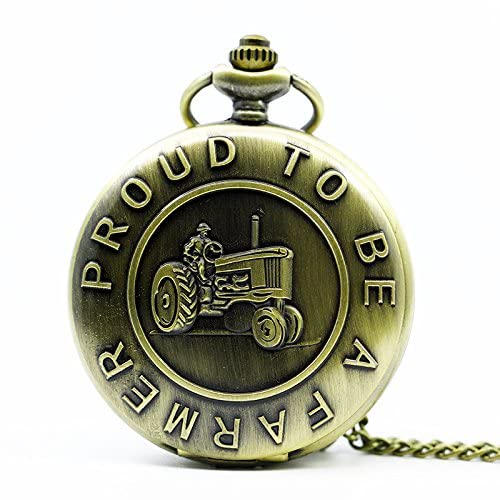 UBERSWEETBronze Tractor Design ' Proud To Be A farmer ' Pocket Watch Pendant Men Women Watches Gift
