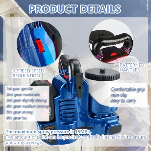Pulverizador de pintura eléctrico con ajuste de 6 velocidades para pintura de látex 7