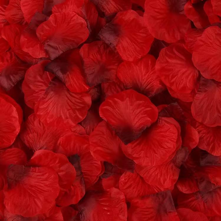 JUPOZOP 1000 PCS Artificial Fake Pink Rose Petals for Wedding, Romantic Night for Her/Him Set, Engagement, Flower Decorations, Event, Party, in Bulk (Dark-Red, 1000pcs)