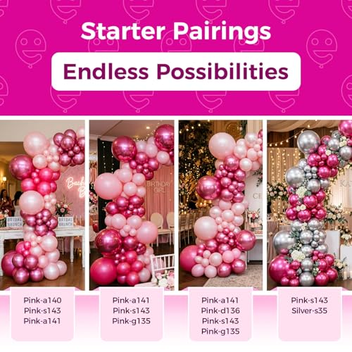 Image of Pearl Pink Balloons Latex Party Balloons - 100 Pack 12 inch Round Helium Light Pastel Baby Pink Balloons and Electric Balloon Pump