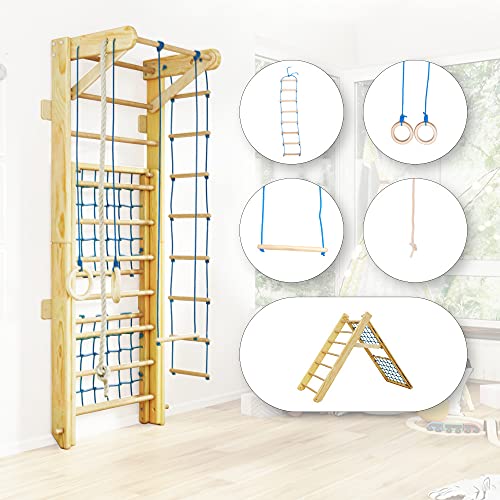Kidsmont - Espaldera 5 en 1, Plegable, espaldera para espaldera, espaldera, espaldera, espaldera, Escalada, Interior, Pared de Escalada, Azul, Sprossenwand