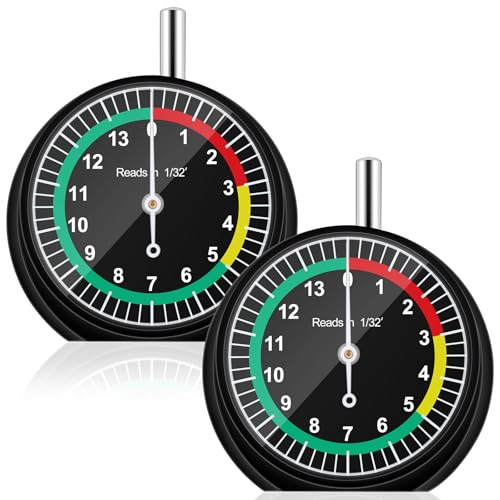 Image of Tallew 2 Pack Tire Tread Depth Gauge in 32nds Dial Type Tire Depth Gauge Bulk with Color Coded Easy Reading Professional Tool for Motorcycle Car Truck Bus, Black
