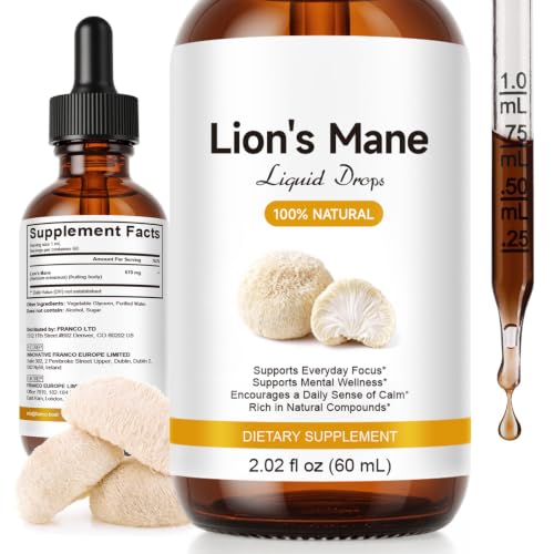Lions Mane Ergänzung Lions Mane Pilz Hochstärke Fruchtpflanze Körper Extrakt für Fokus Gedächtnis & Klarheit Natürliche Gehirnunterstützung alkoholfrei zuckerfrei vegan