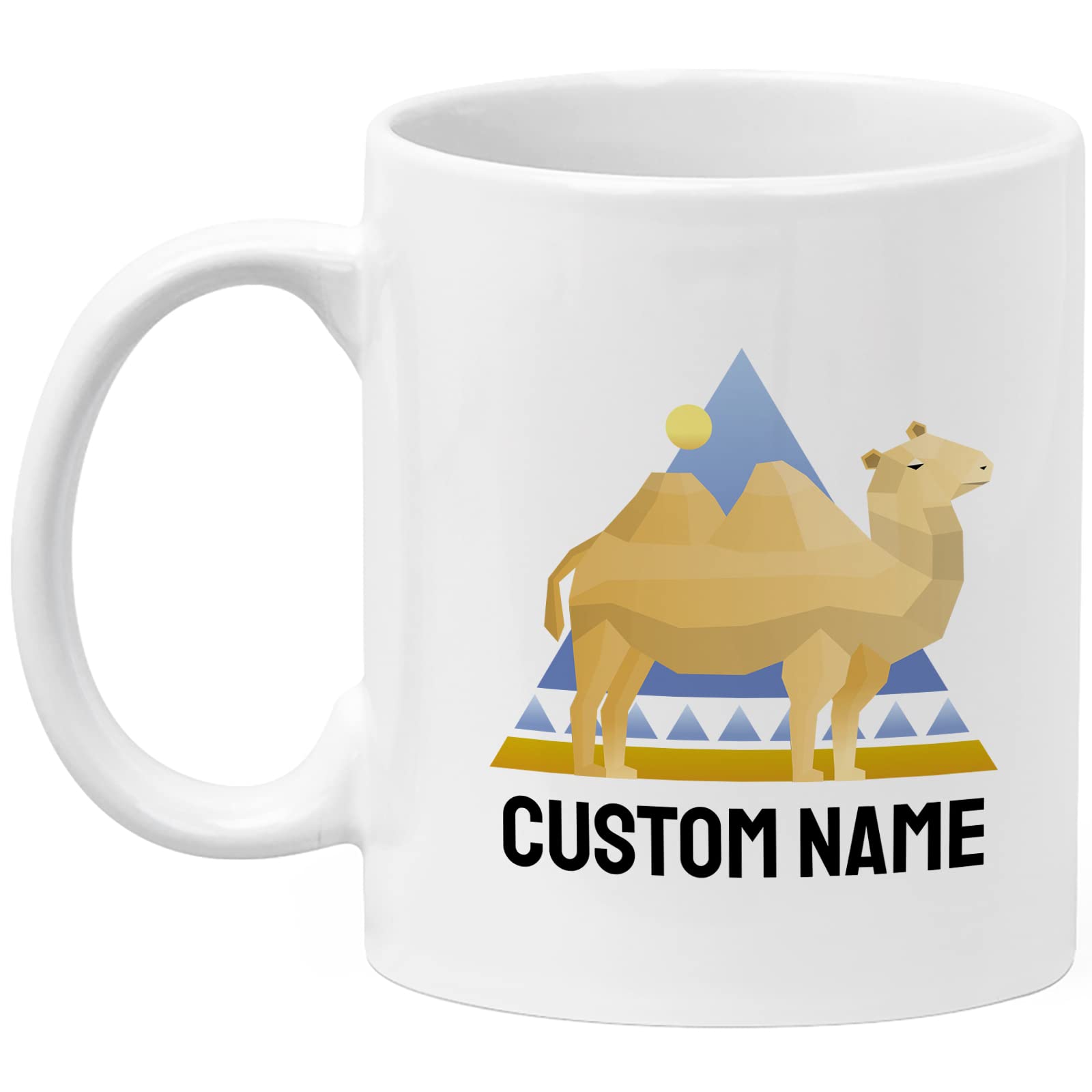 Okaytee Personalized Camel Mug - Geomatric Camel - Funny Camel Animal Gift Idea For Men and Women White 11oz Ceramic Coffee Mug