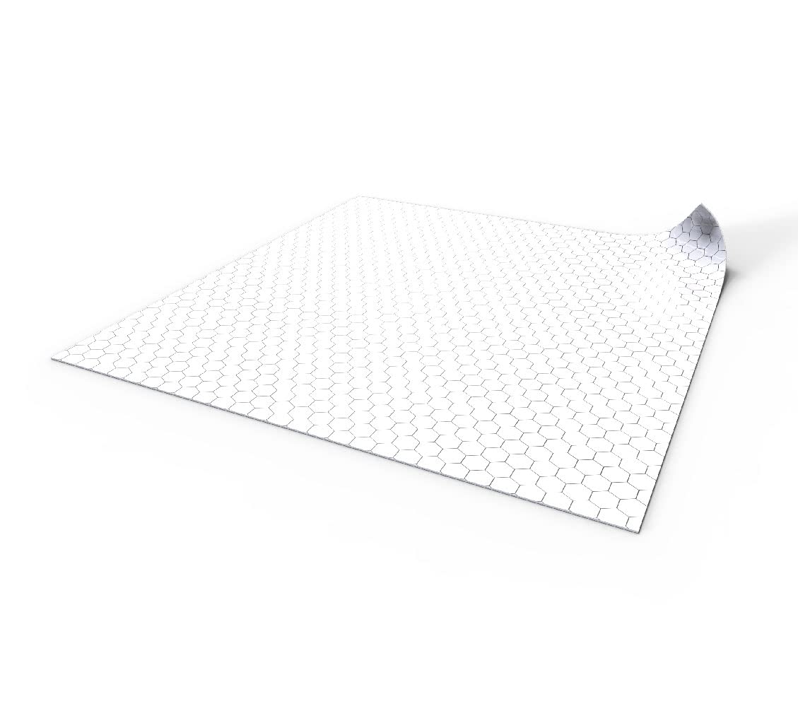 Dry-Erase RPG mat 80x80cm with hex Grid - Dry Wipe battlemat for Role Playing Games, Dungeons and Dragons (D&D), Pathfinder - White
