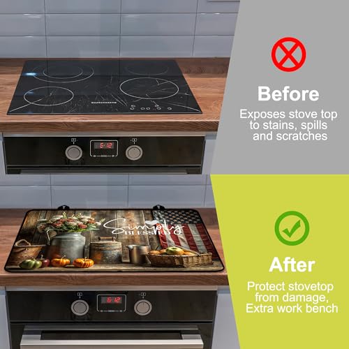 Image of Stove Top Covers for Electric Stove, Glass Stove top Cover 28 inchx 20 inch