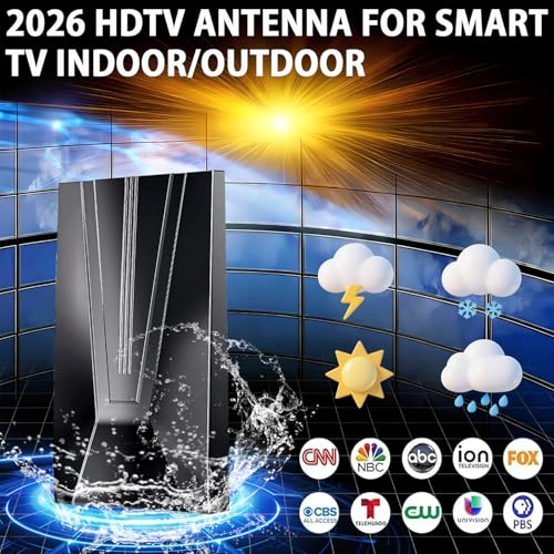 Image of TV Antenna Indoor Outdoor, Long Range HDTV Antenna with Amplifier Signal Booster, Digital TV Antenna for Local Channels, Digital Reception for Smart /Older TVs, Supports 4K (Black a)