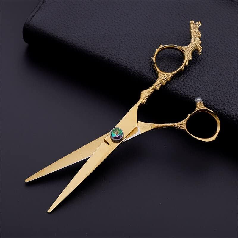 Professional Hair Cutting Shears, 6inch Professional Gold 9CR13 Hairdressing Scissors Thinning Barber Scissors Set Hair Cutting Shears,