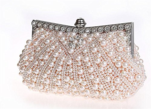 Kingluck Satin with Pearl and Diamond Wedding/Special Occasion Evening Handbags/Clutch (pink)