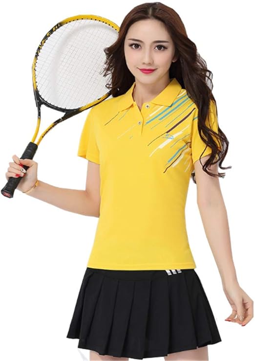 Amazon ユケ二ー レディース テニスウェア 半袖 上下セットｔシャツ スカートポロネックカジュアル バドミントン スポーツウェア スーツ 運動風 速乾し シャツ 通販
