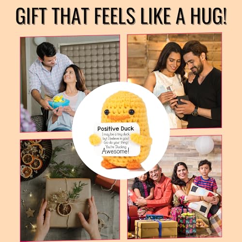 Image of Cute Emotional Support Crochet Toys Handmade Gifts with Message for Women Men Friends Coworkers, Birthday Christmas Valentine's Gift (Duck)