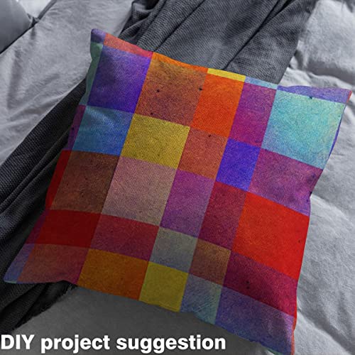 Grunge Geometric Pattern Fabric by The Yard Abstract Colorful Rainbow Grid Elements Style Upholstery Fabric for Chairs and Home DIY Projects Modern Decorative Waterproof Fabric 1 Yard,(L92*W150cm) - Image 3