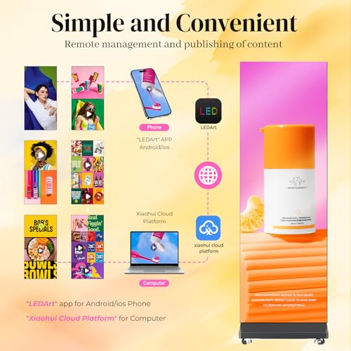 Image of 80″ P1.86 LED Screen Spliceable Flexible Digital Signage Display, Mobile Phone&Computer Software Remote Release, USB Plug-and-Play Full Poster Screen LED Digital Signage Display Black 2-Pack