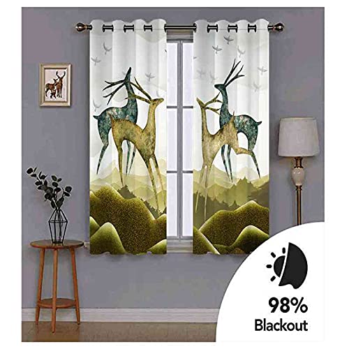 Rideaux occultants 140x polyester isolant phonique animaux de la forêt 3D