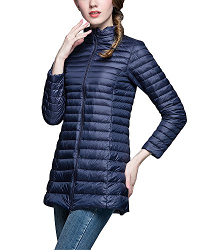ZhuiKun Abrigo de Plumas Mujer Ligero Largas Chaqueta de Down Parka de Plumón Armada S