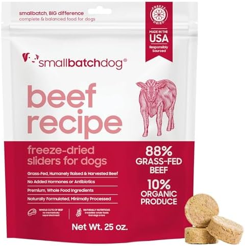 smallbatch Pets Freeze Dried Raw Dog Food, Beef Recipe, 25 oz, Organic High Protein Dog Food, Grain Free, Made in The USA, Humanely Raised Meat, Single Protein, for Picky Eaters, Hydrate & Serve - image 1