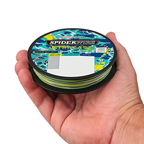 SpiderWire Ultracast Braid Vanish Fluorocarbon Dual Spool, 15lb Aqua Camo Braid with 30lb Clear Fluoro Leader, 164yd | 150m