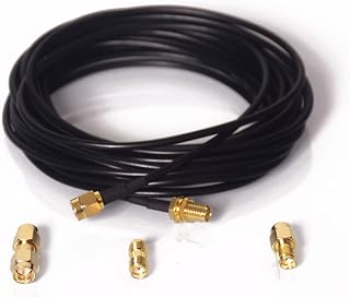 5M SMA Coaxial Cables Male to SMA Female Bulkhead Mount RG174 Extension Antenna 15ft with RF Coax SMA Adapter for SDR Antenna Ham Radio,LTE Antenna,GPS