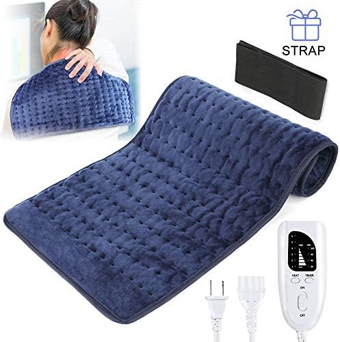 Heating Pad for Pain Relief, XL King Size Heating Pad for Cramps, Auto Off and Moist Heat Therapy with 6 Temp Settings, Heating Pads for Back Pain, Neck, Shoulders, Knee - Strap Included