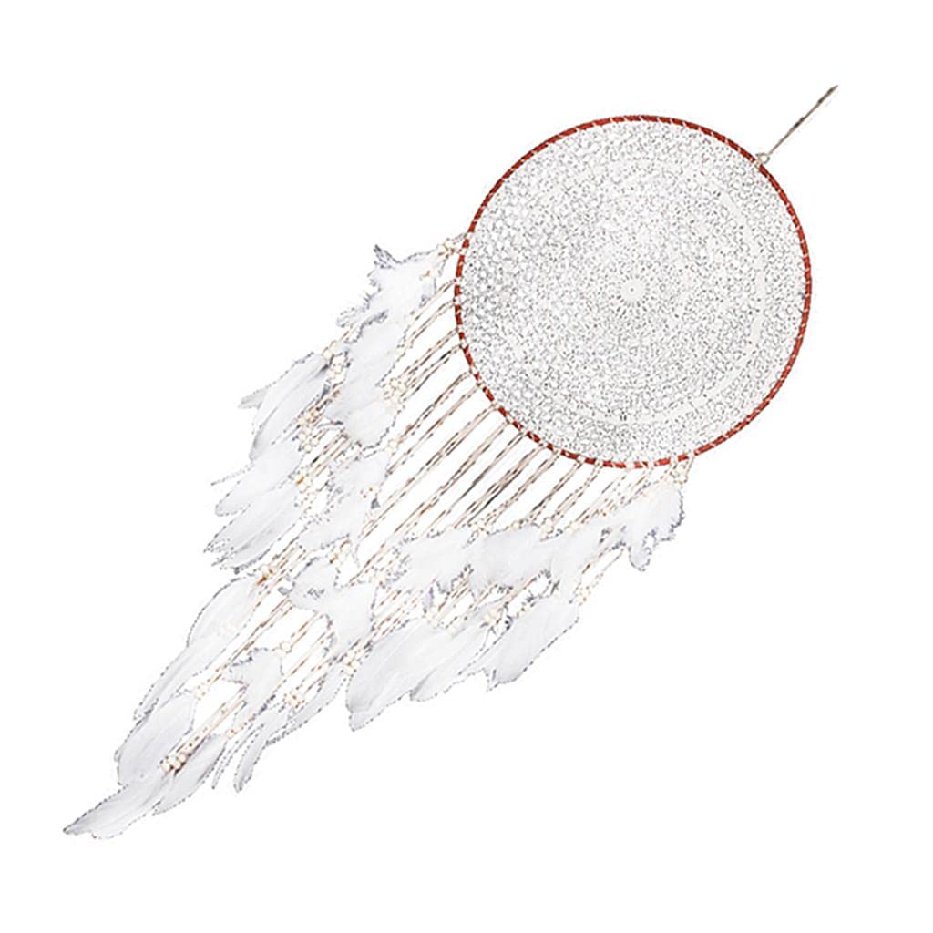 Colcolo Traumfänger Handgefertigt Feder Wandbehang Türanhänger Kreisförmig Dekoration mit Feiner Verarbeitung für Schlafzimmer Wohnzimmer 40cm110cm