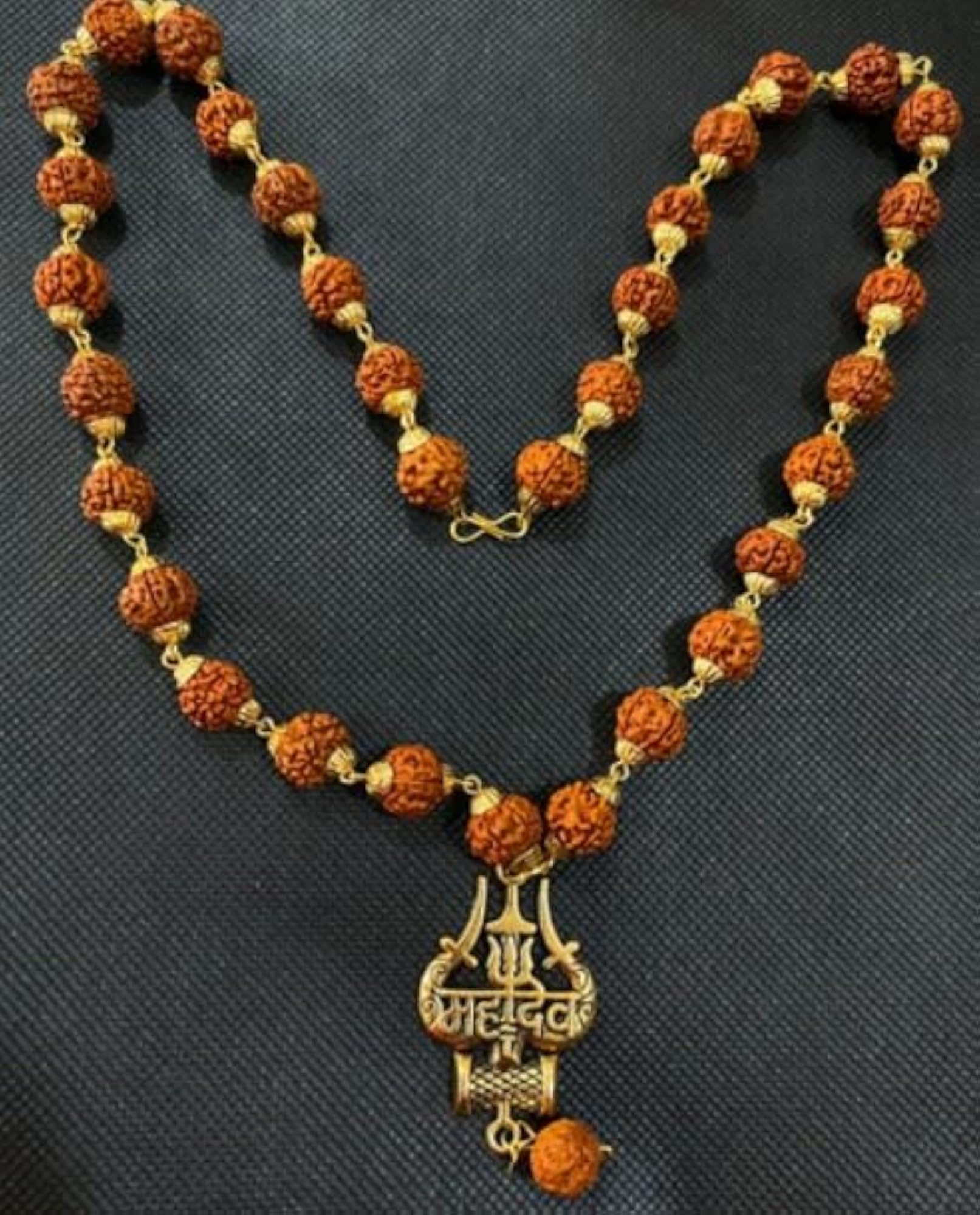 SreeGems Rudraksha Mala with Gold Plated Capping
