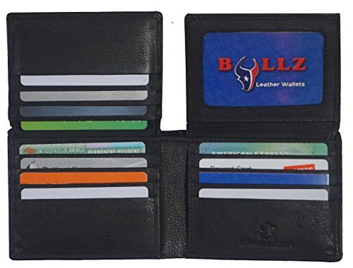 Bullz RFID Signal Blocking Protection Leather Credit Card Holder Security Mens Wallet (Black)